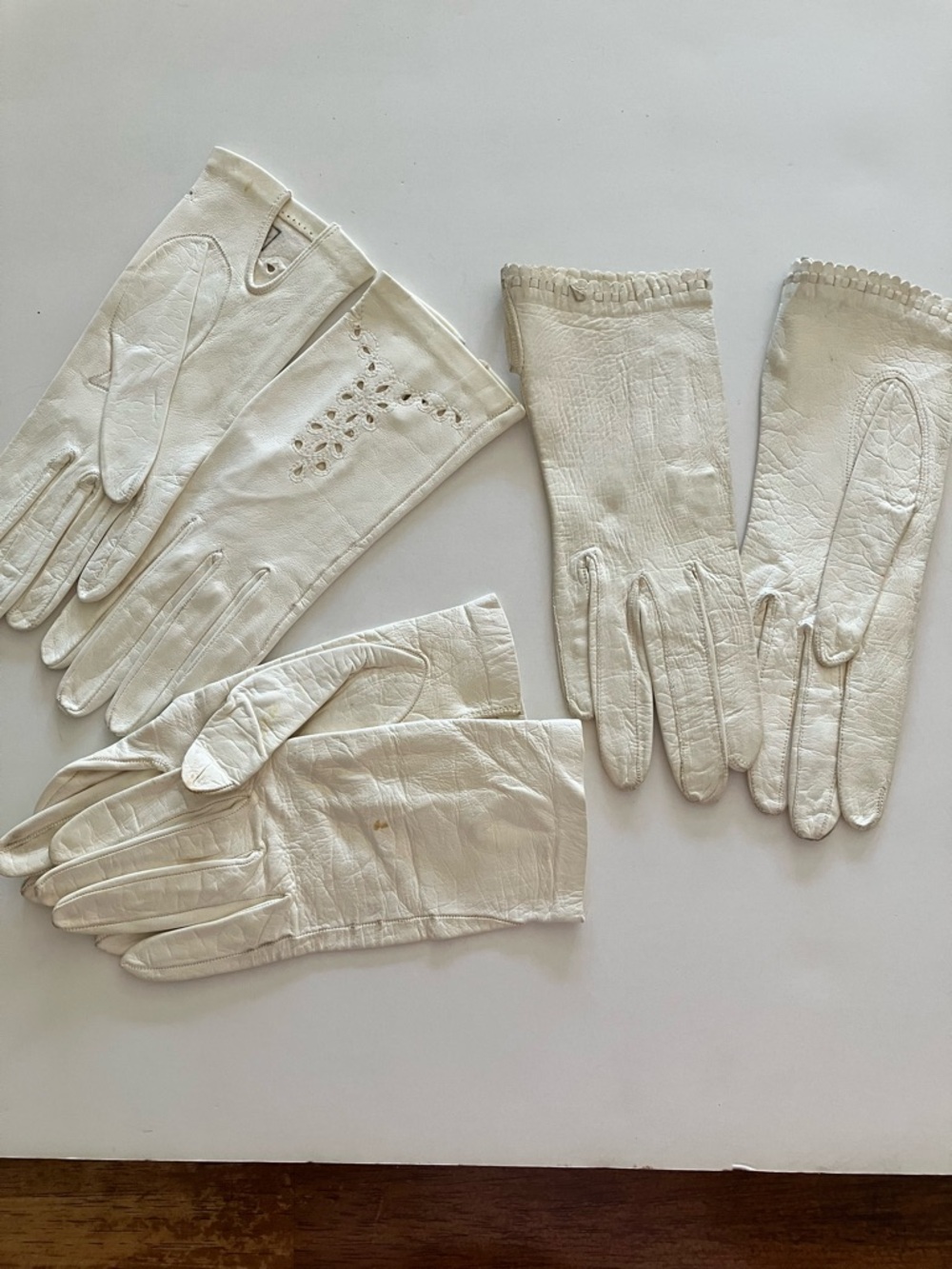 Three Vintage Pairs Off White Woman’s Gloves